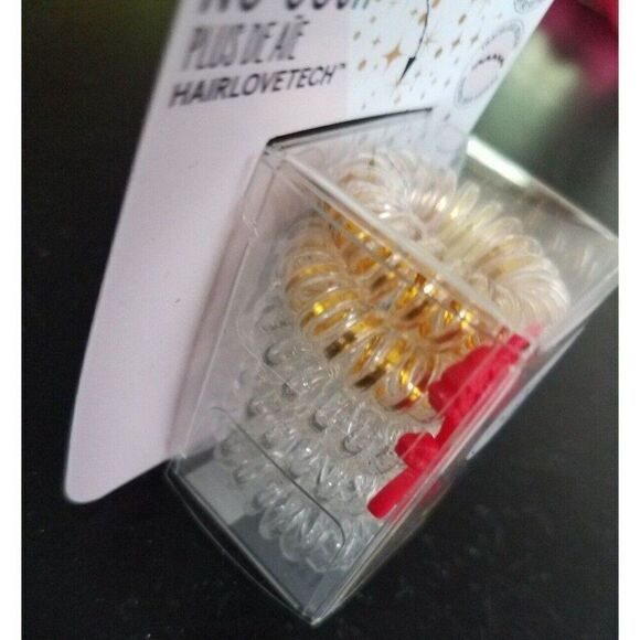 Princess Belle Invisi Bobble Hair Ring Disney Clear & Gold w/Rose Flower Charm - Picture 5 of 5